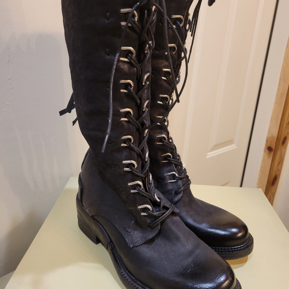 NIB A.S.98 Steward Women’s Black Lace-Up Mid-Calf Boots - Picture 4 of 5